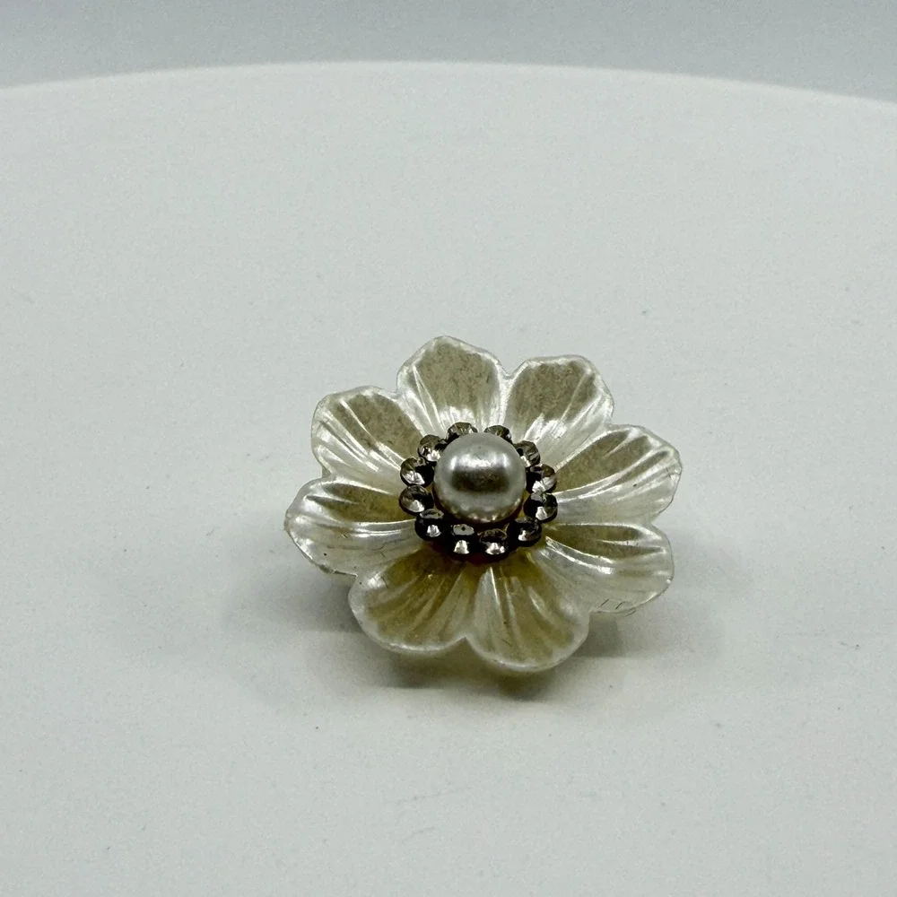 Radiant Flower Brooch Crystal Pearl Accent Statement Piece Boho Accessory Gift